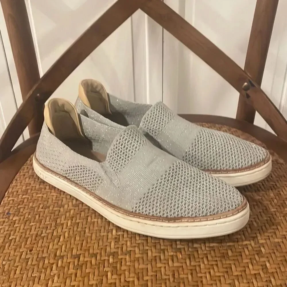 Ugg Sammy grey metallic loafer flats size 9.5